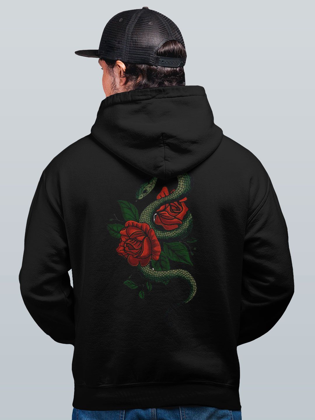 

macmerise Men Printed Hooded Sweatshirt, Black