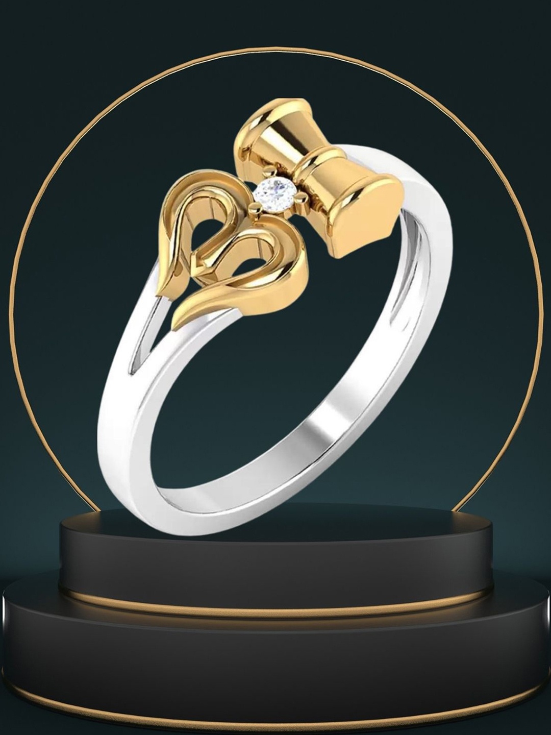 

Zindura Men Gold-Plated American Diamond Studded Kada Bracelet