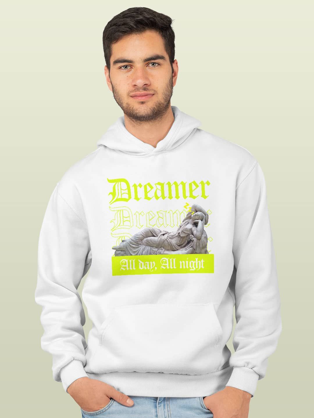 

macmerise Men Printed Hooded Sweatshirt, White
