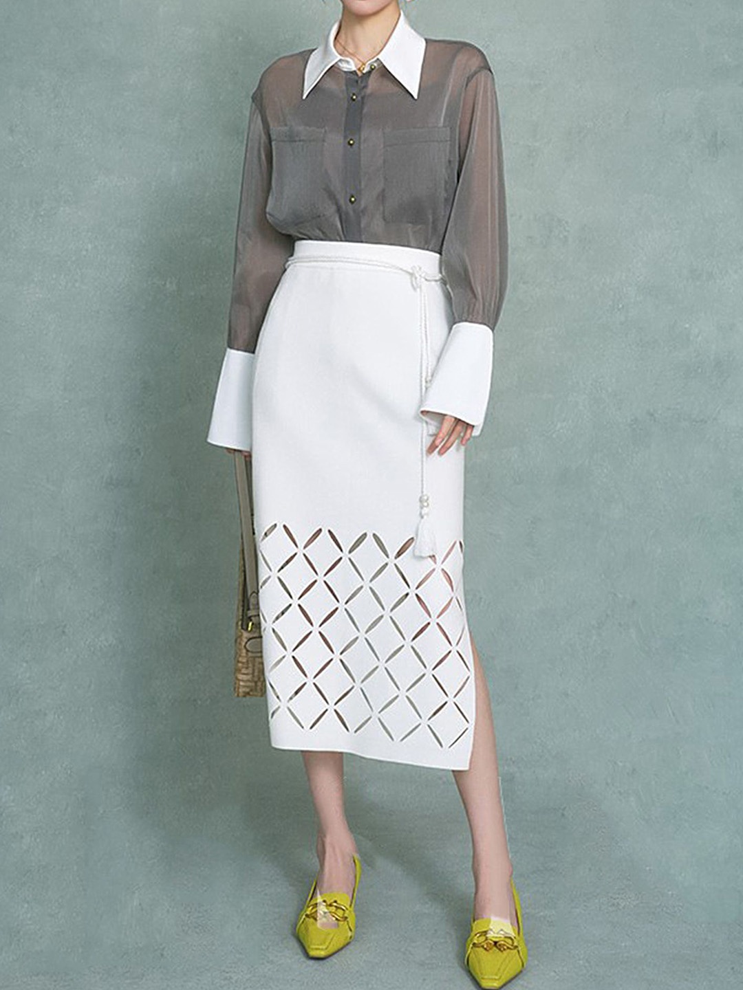 

LULU & SKY Long Sleeves Shirt With Skirt, Grey