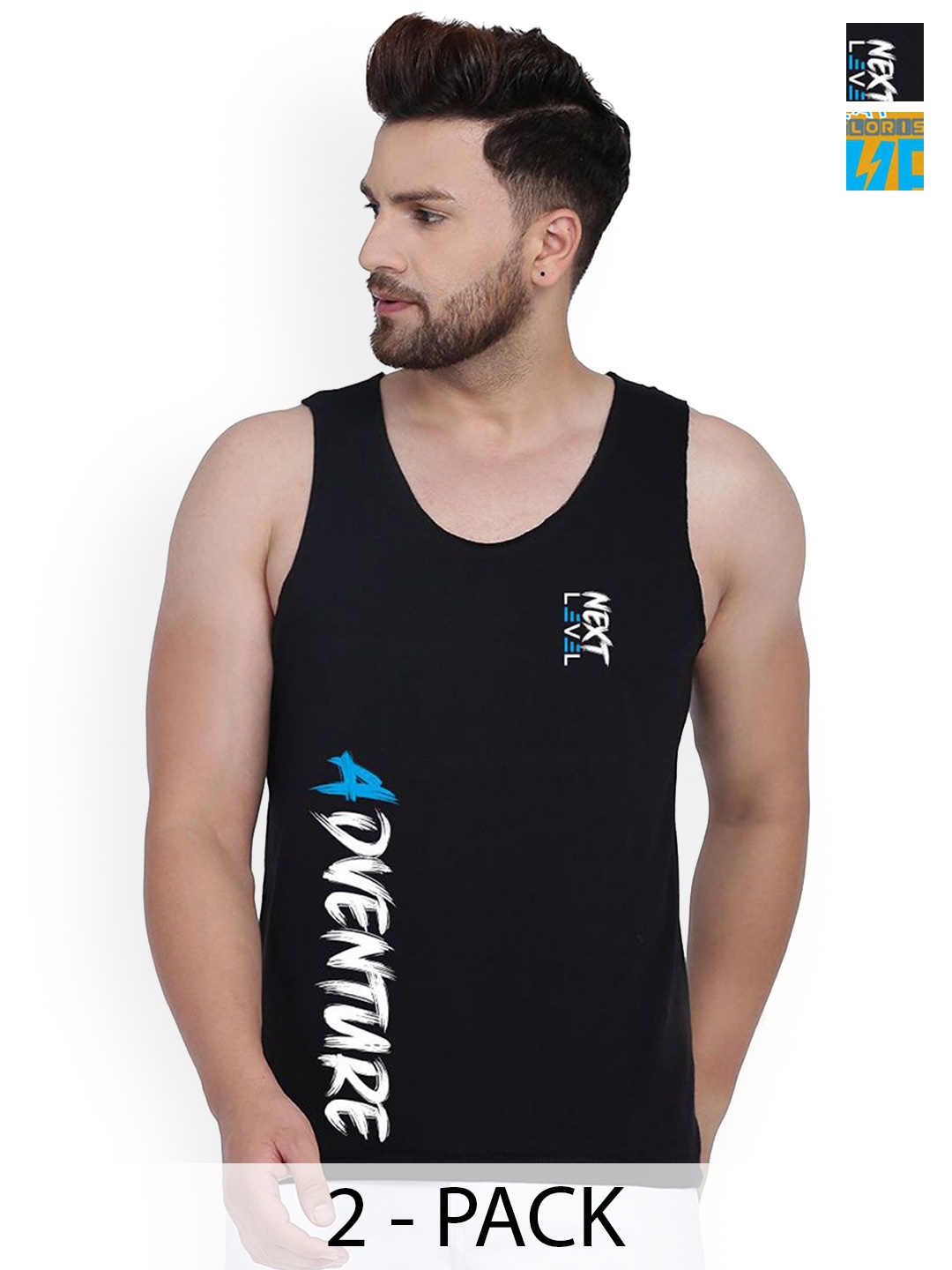 

SLOWLORIS Pack Of 2 Printed Gym Vests SL26 COMBO (LOUD MUSTARD) (ADV BLACK)