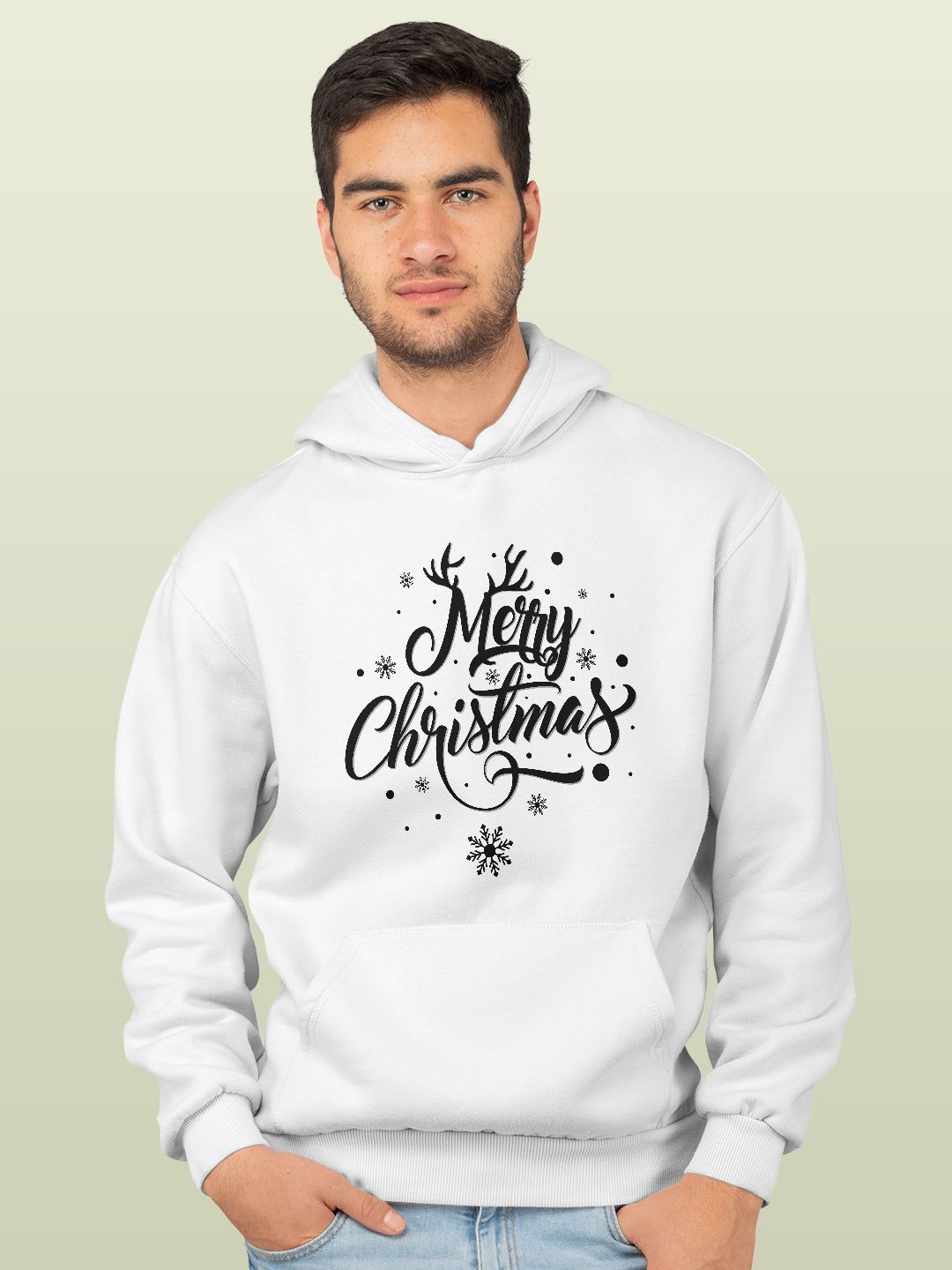 

macmerise Men Printed Hooded Sweatshirt, White