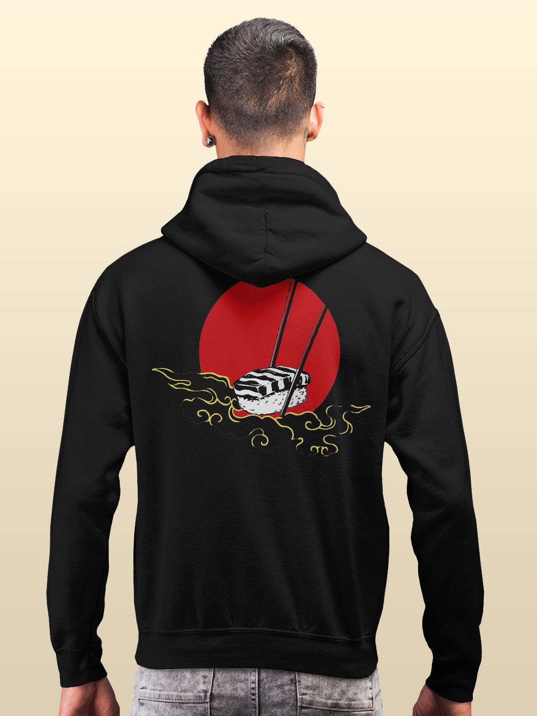

macmerise Men Printed Hooded Sweatshirt, Black