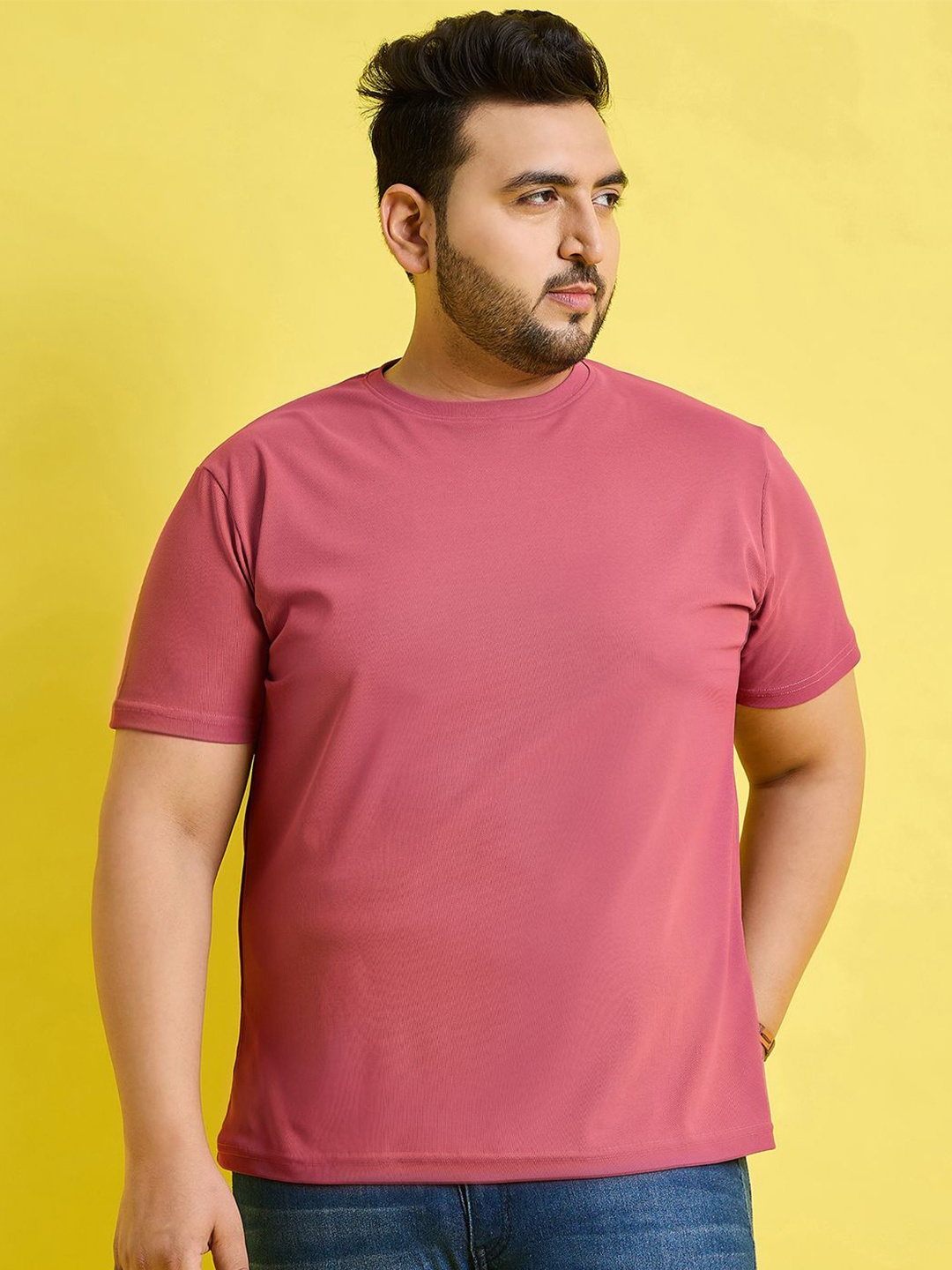 

bigbanana Plus Size Round Neck Bio Finish Short Sleeves T-shirt, Pink
