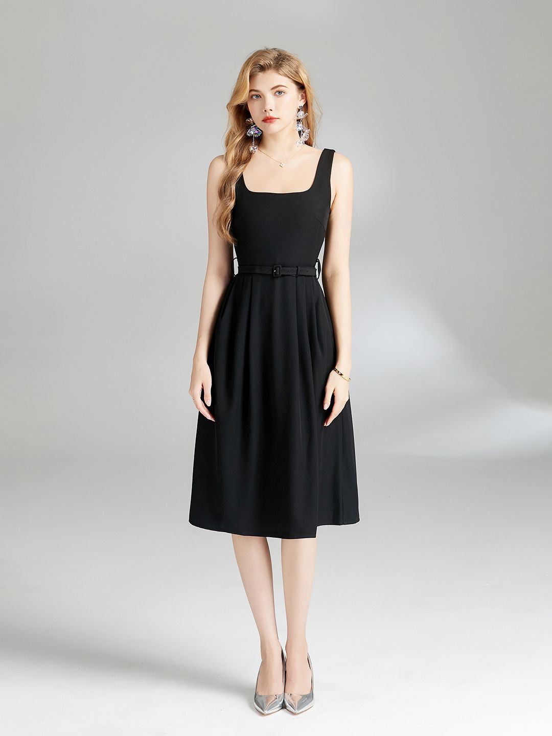 

JC Collection Women Fit & Flare Midi Dress, Black