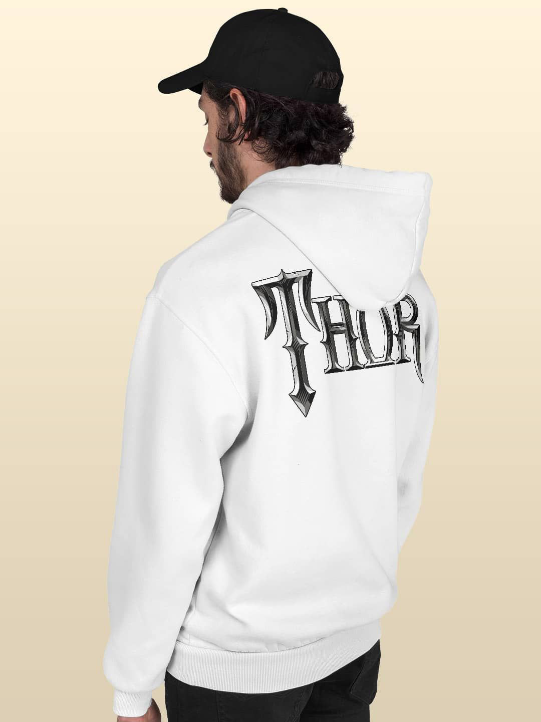 

macmerise Men Printed Hooded Sweatshirt, White