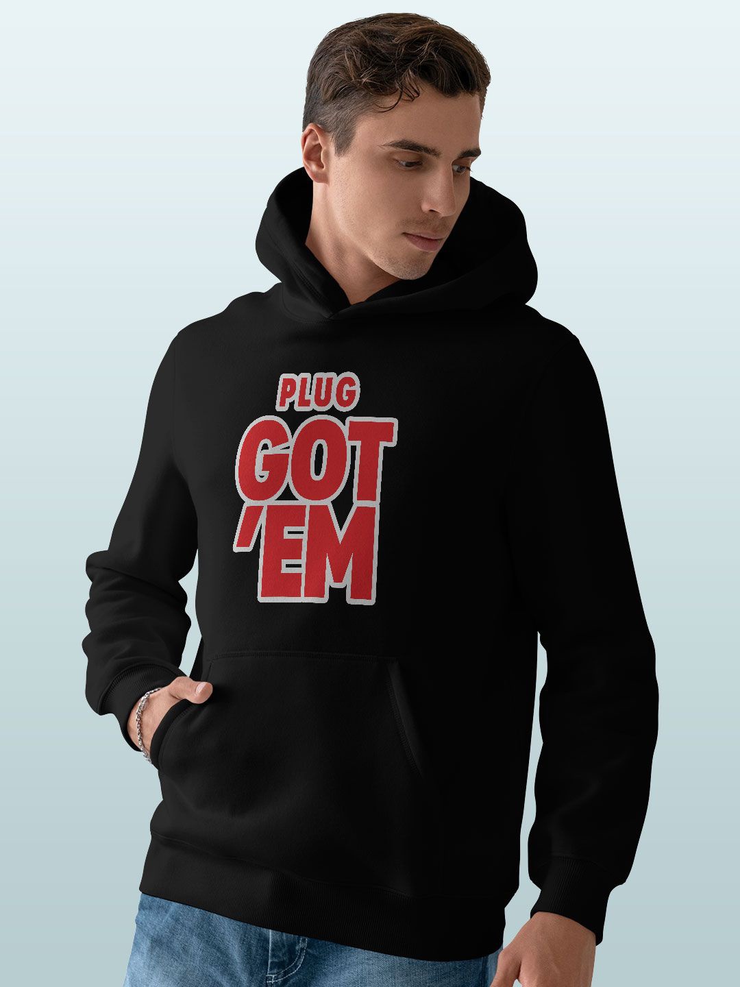 

macmerise Men Printed Hooded Sweatshirt, Black