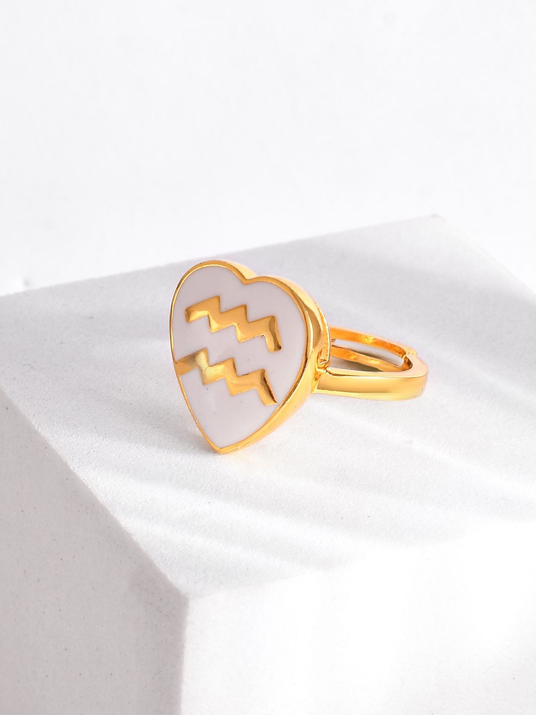 

Voylla Gold-Plated Zodiac Aquarius Enamel Finger Ring