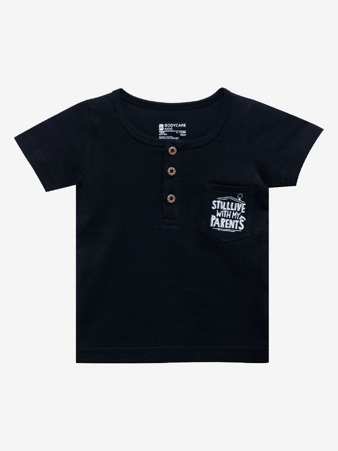 

Bodycare Boys 2 Henley Neck Pockets T-shirt, Black