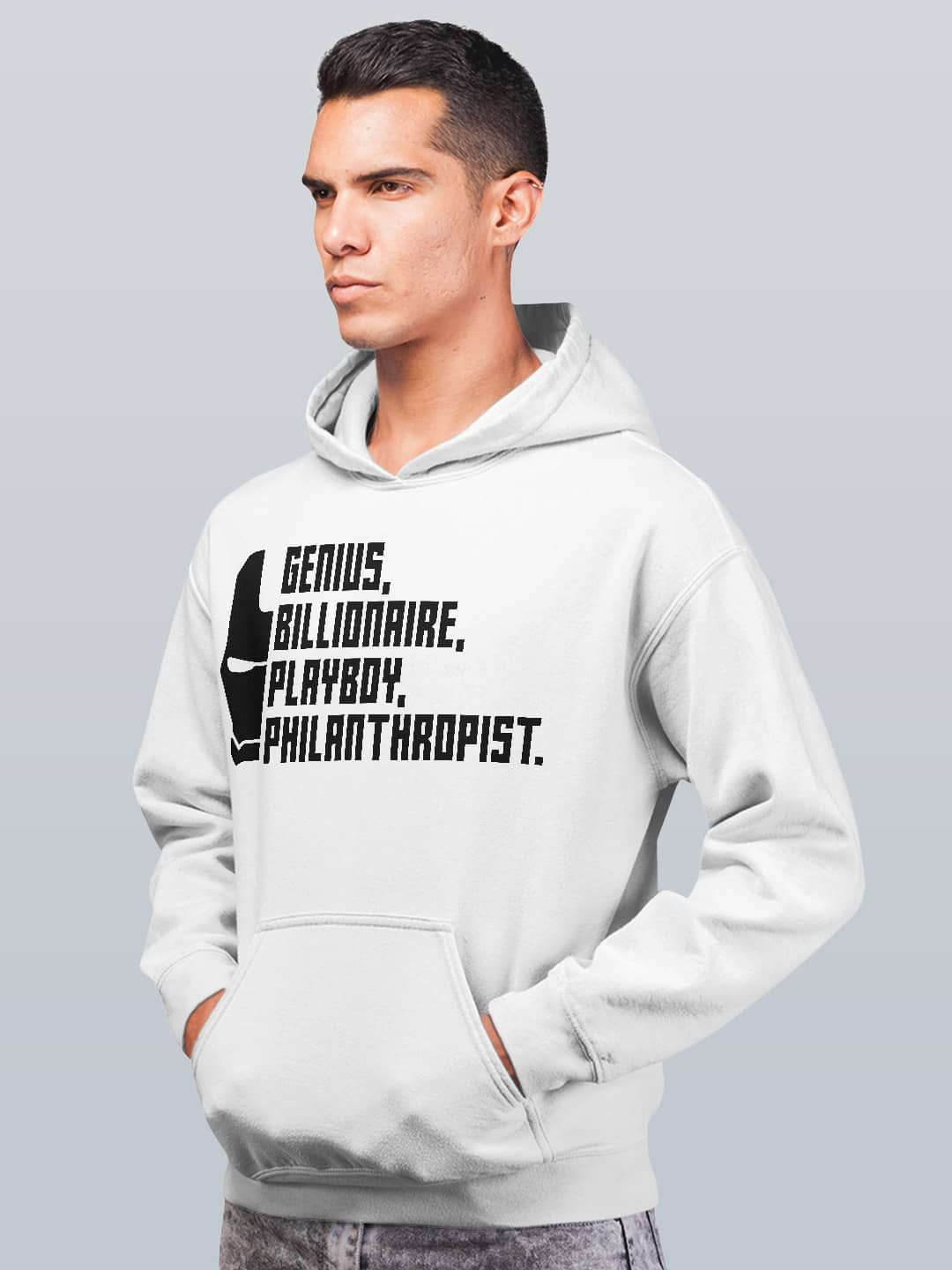 

macmerise Men Printed Hooded Sweatshirt, White