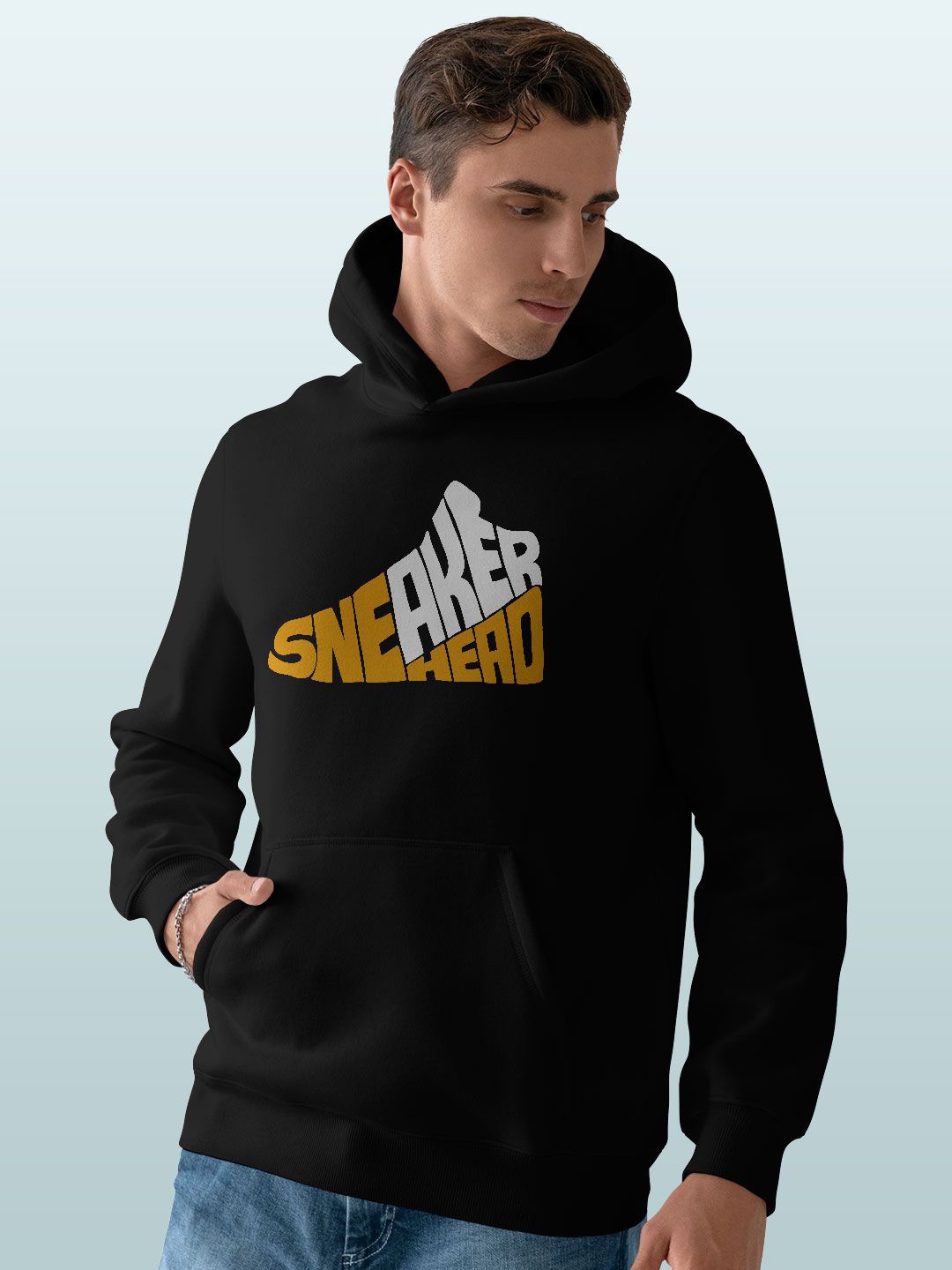 

macmerise Men Printed Hooded Sweatshirt, Black