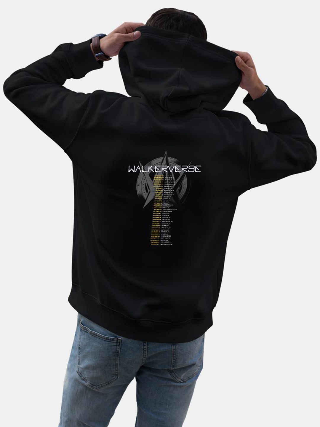 

macmerise Men Printed Hooded Sweatshirt, Black