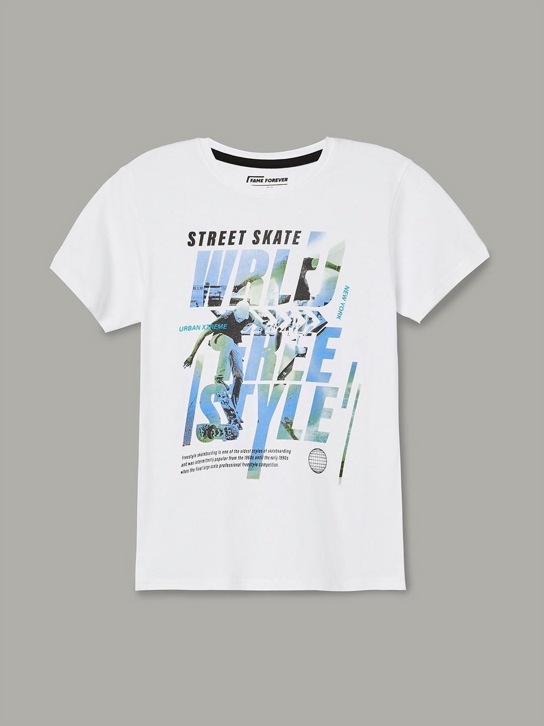 

Fame Forever by Lifestyle Boys Printed Round Neck Cotton T-shirt, White