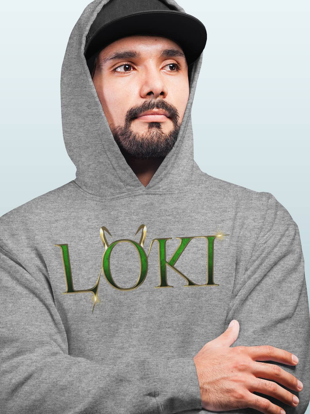 

macmerise Men Printed Hooded Sweatshirt, Grey