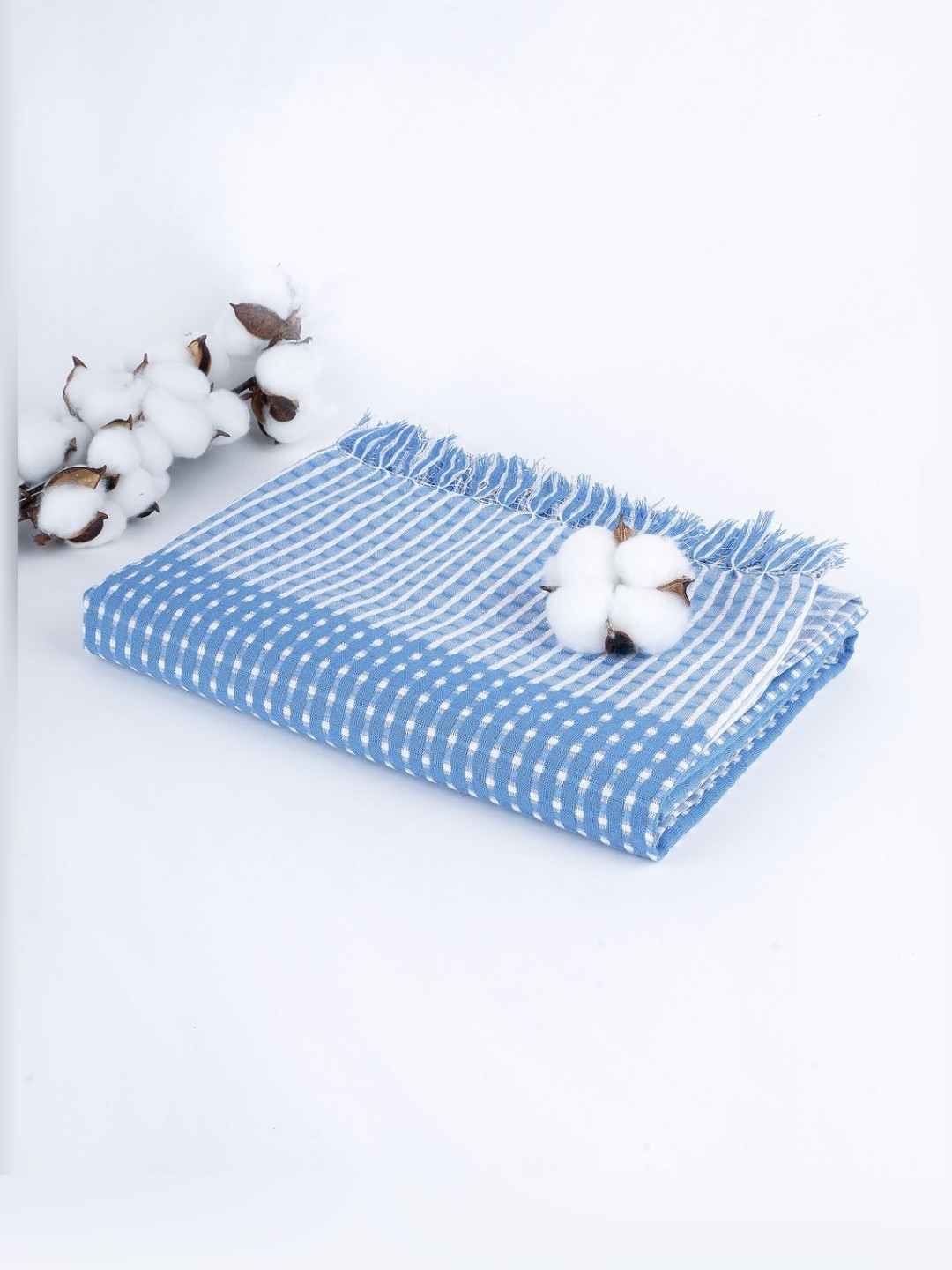 

Doctor Towels Blue & White Striped Cotton 233 GSM Bath Towel