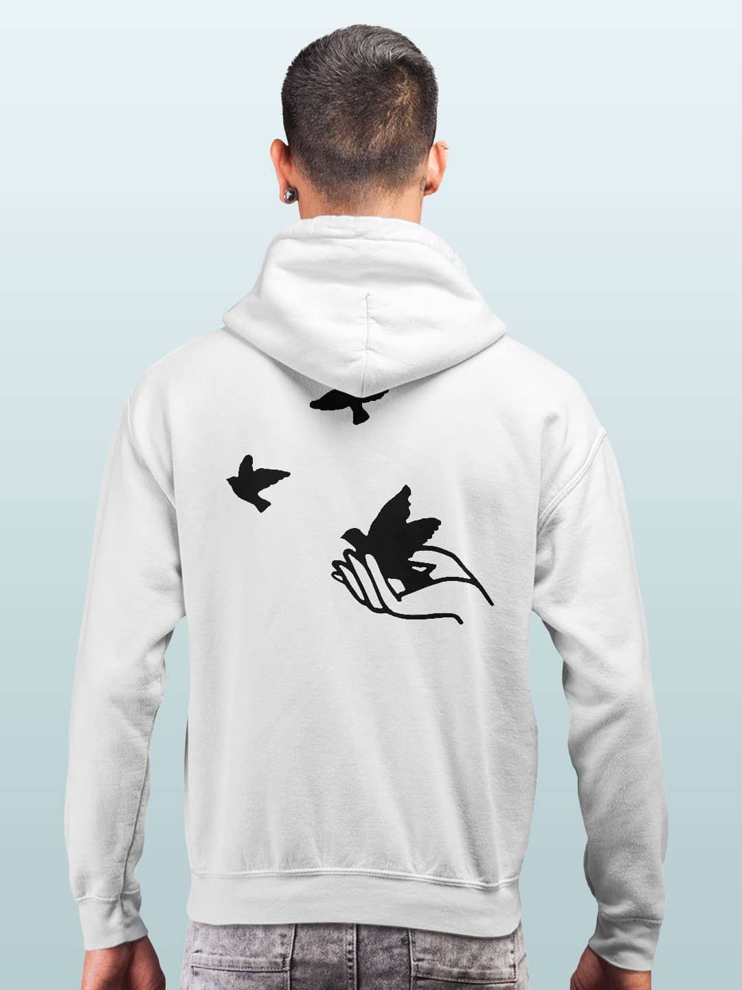 

macmerise Men Printed Hooded Sweatshirt, White