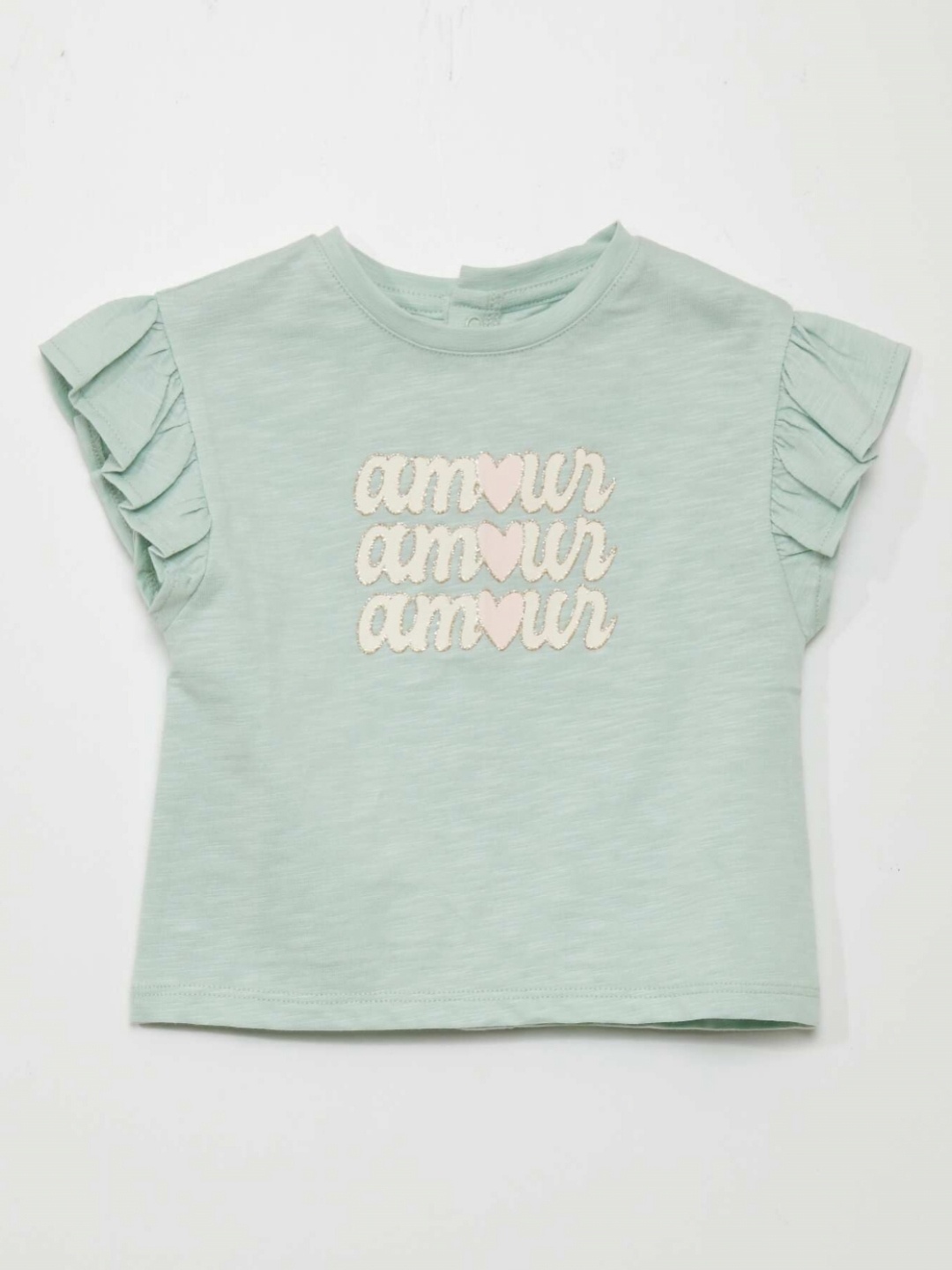 

KIABI Girls Graphic Printed Pure Cotton T-shirt, Green