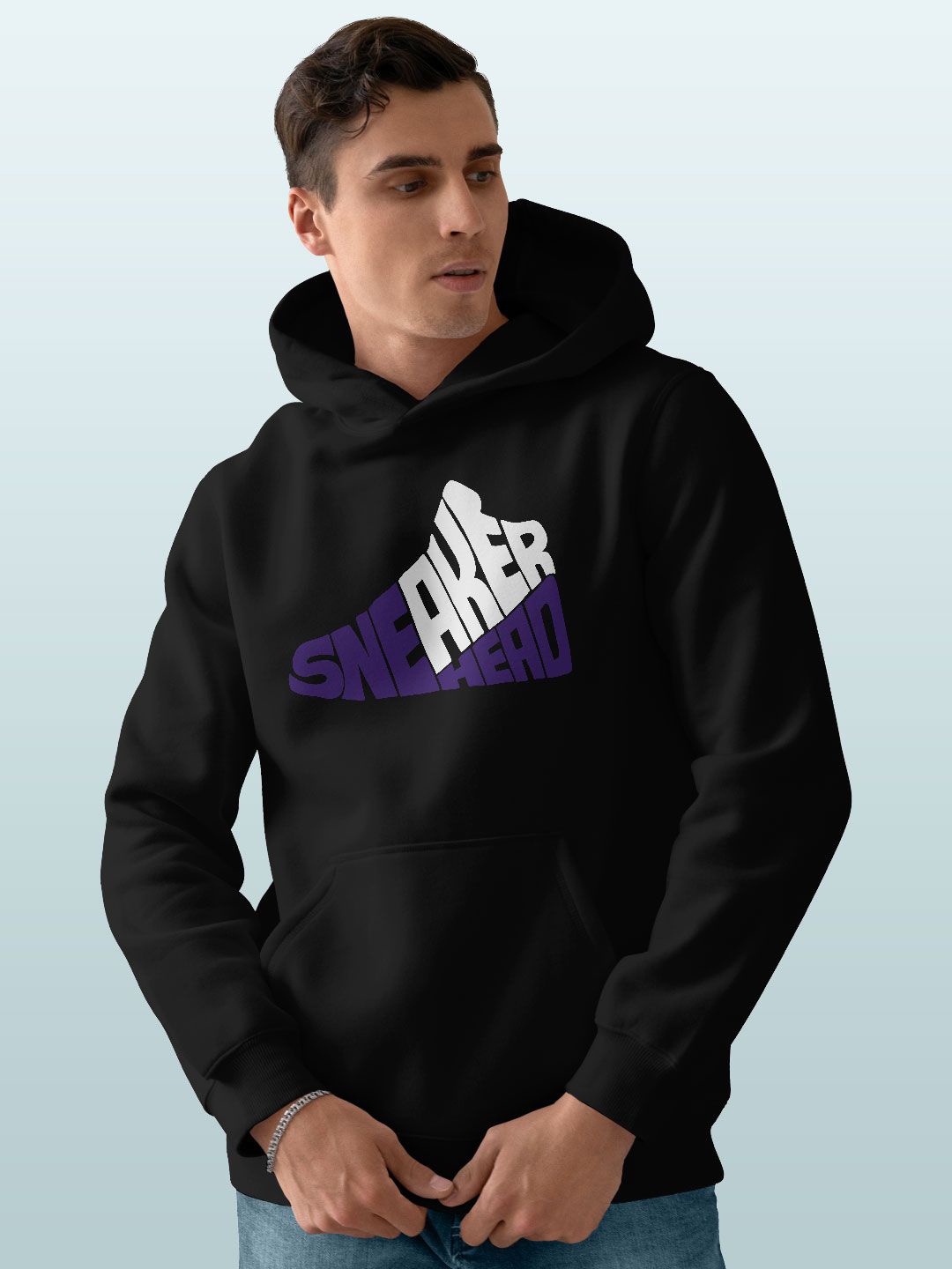 

macmerise Men Printed Hooded Sweatshirt, Black
