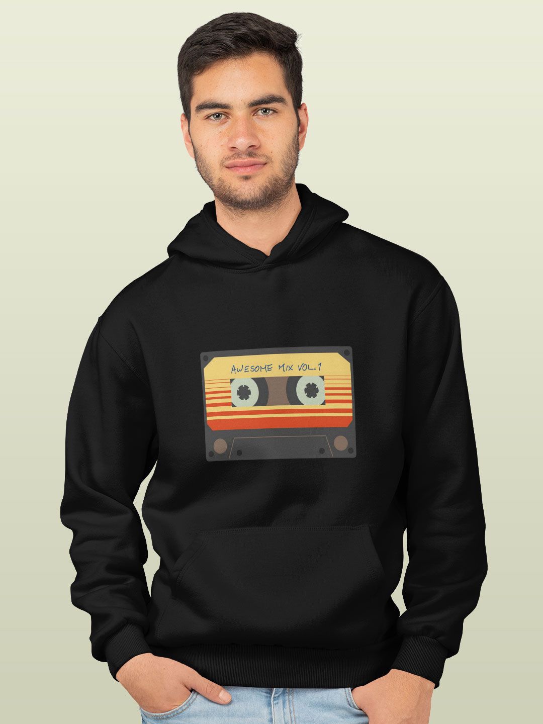 

macmerise Men Printed Hooded Sweatshirt, Black
