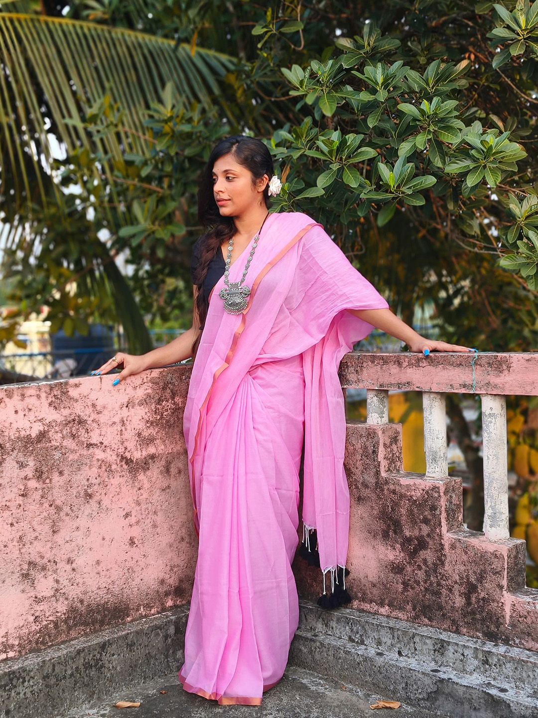 

Ruuprekha Pure Cotton Khadi Saree, Pink