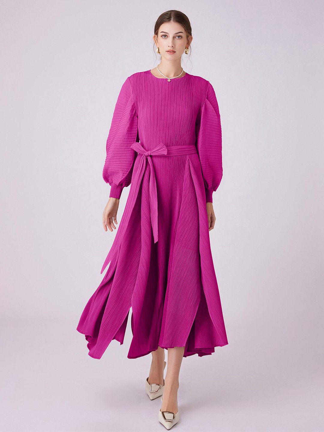

JC Collection Fit & Flare Midi Dress, Fuchsia