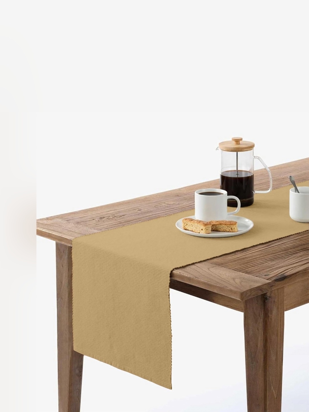 

Lushomes Beige Pure Cotton 4 Seater Table Runner