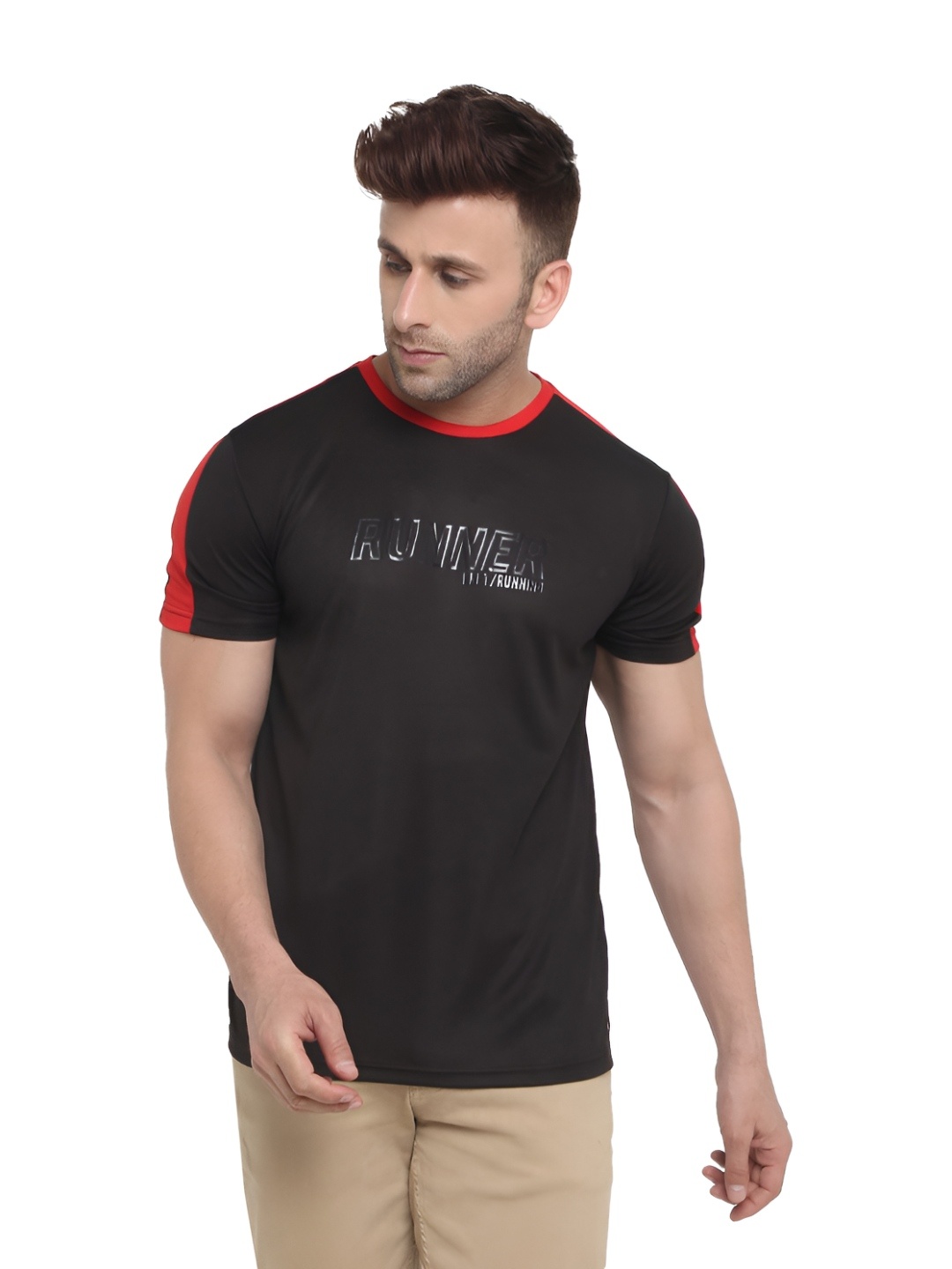 

PERFKT-U Men Printed Round Neck T-shirt, Black