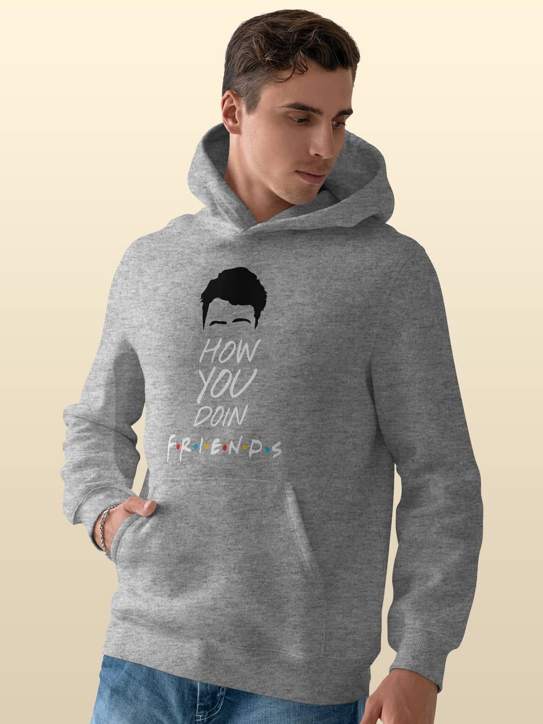 

macmerise Men Printed Hooded Sweatshirt, Grey