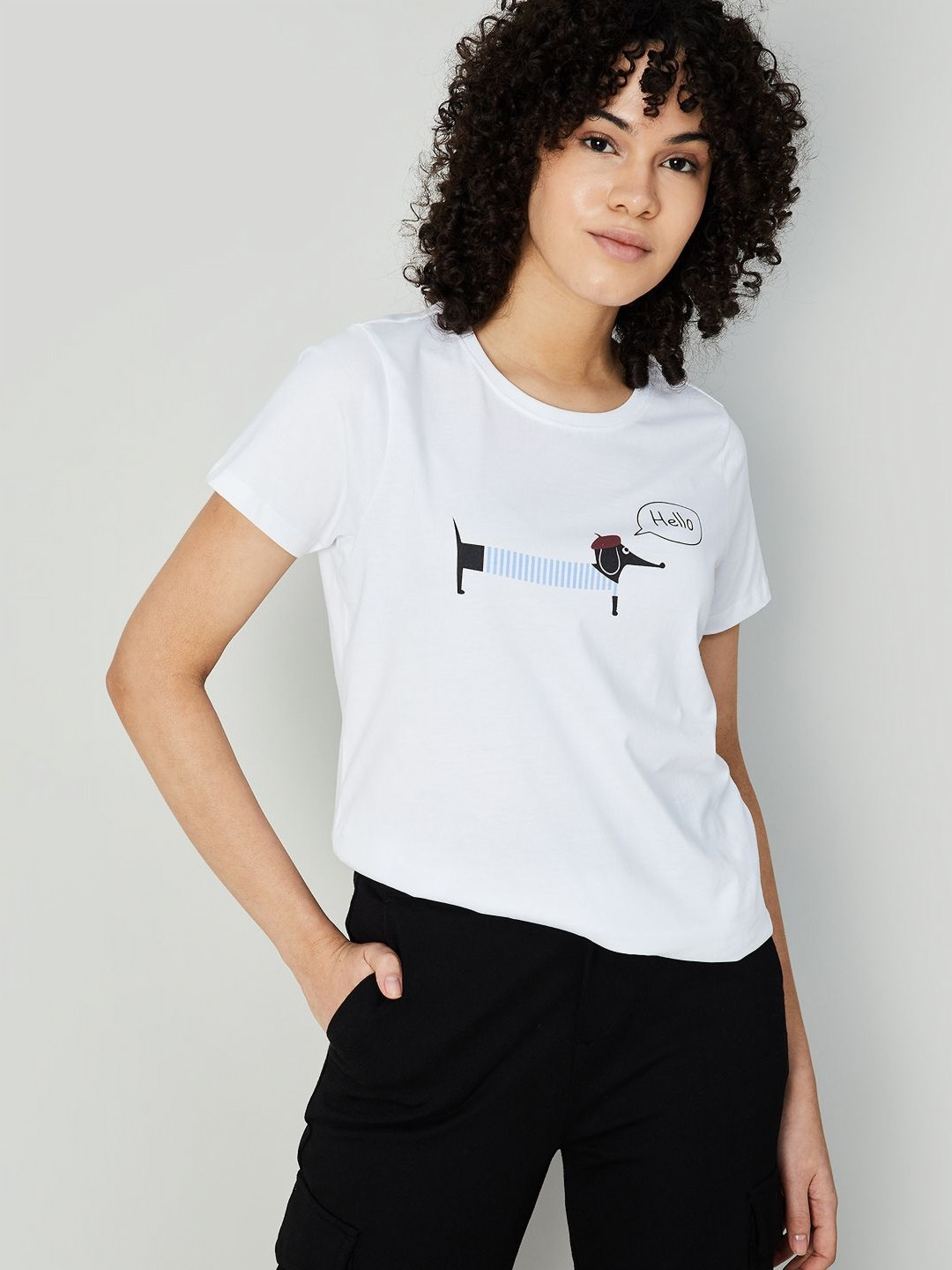 

Ginger by Lifestyle Women Typography Printed Round Neck Cotton T-Shirt, White