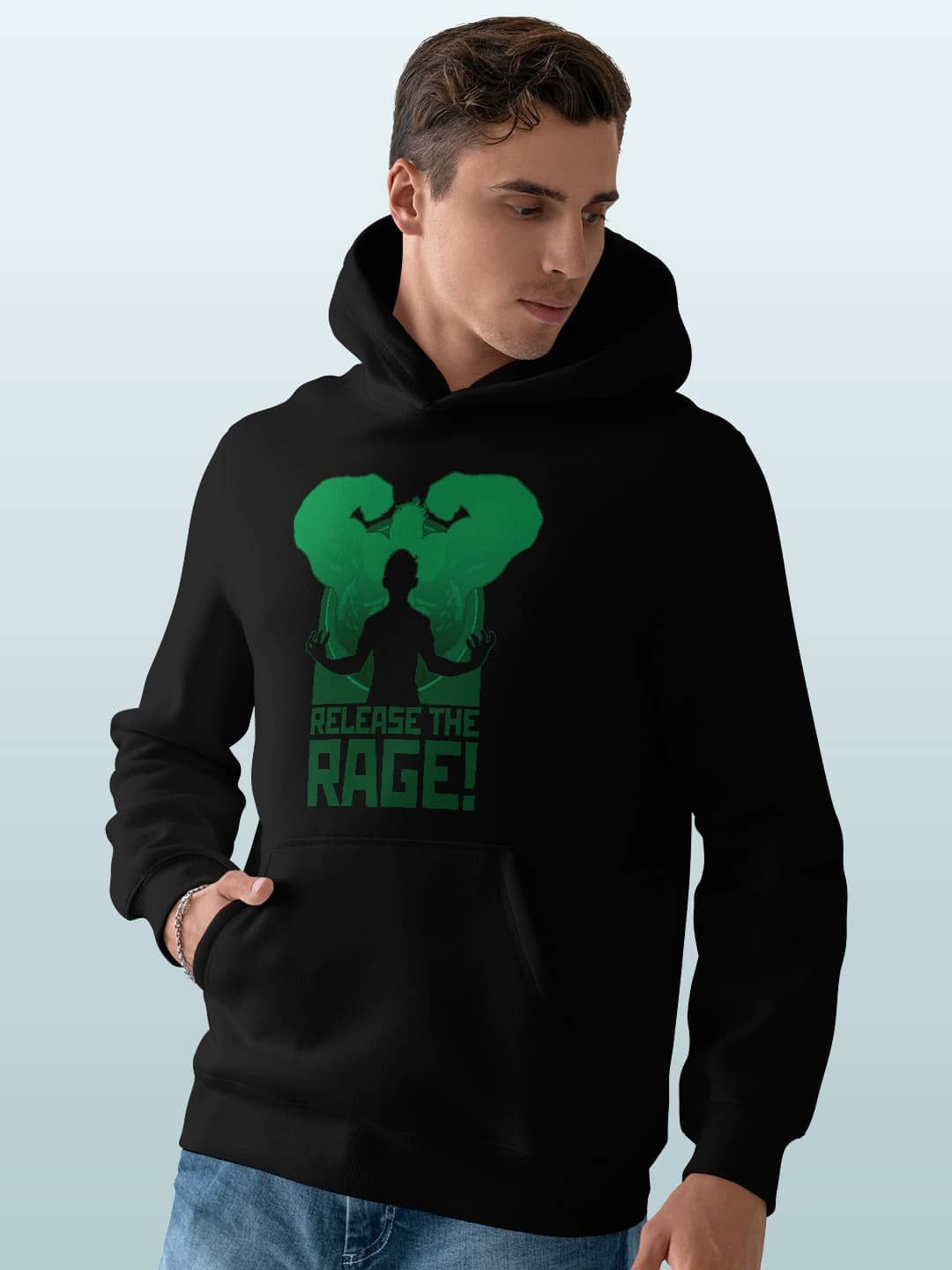 

macmerise Men Printed Hooded Sweatshirt, Black