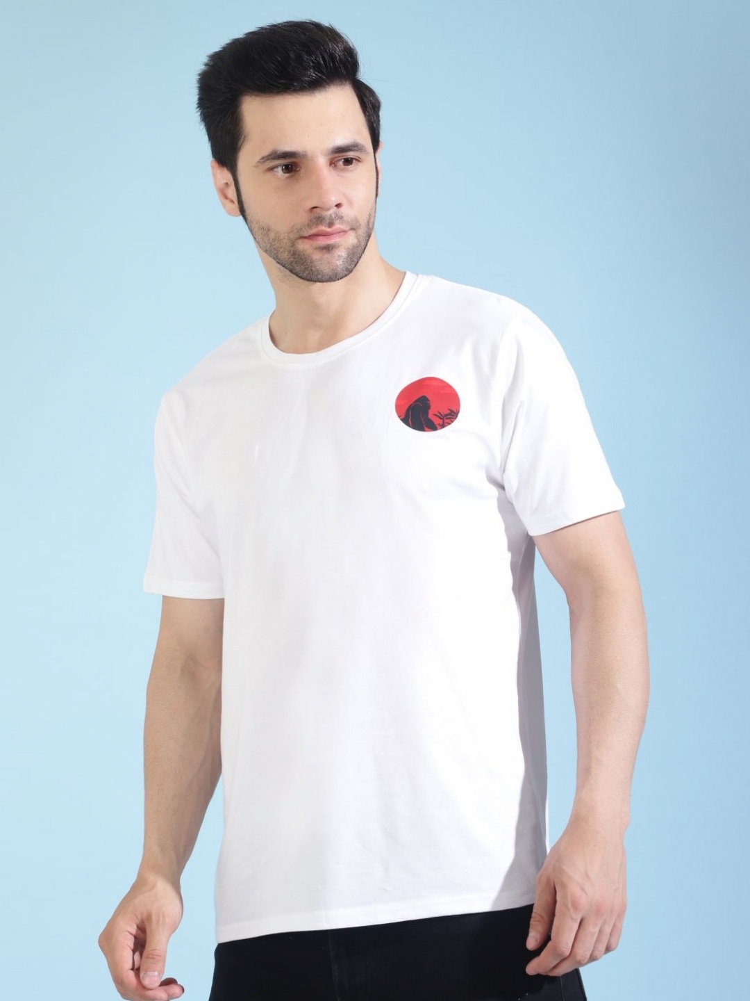 

MANTICORE Men Graphic Printed Round Neck Cotton T-shirt, White