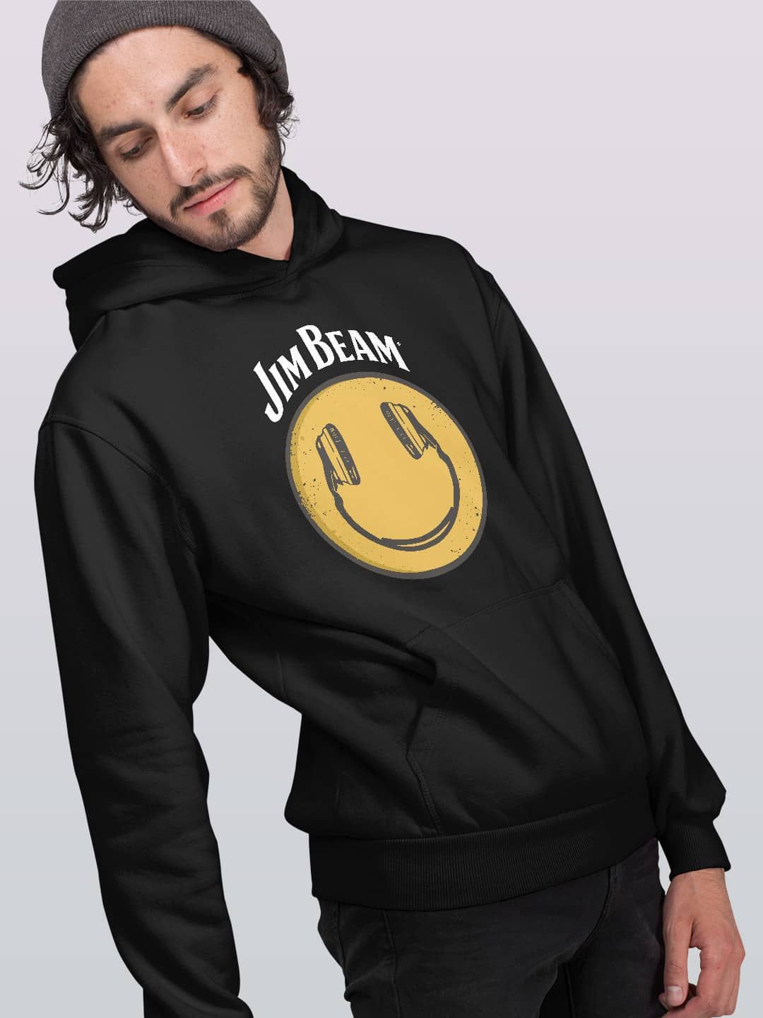 

macmerise Men Printed Hooded Sweatshirt, Black
