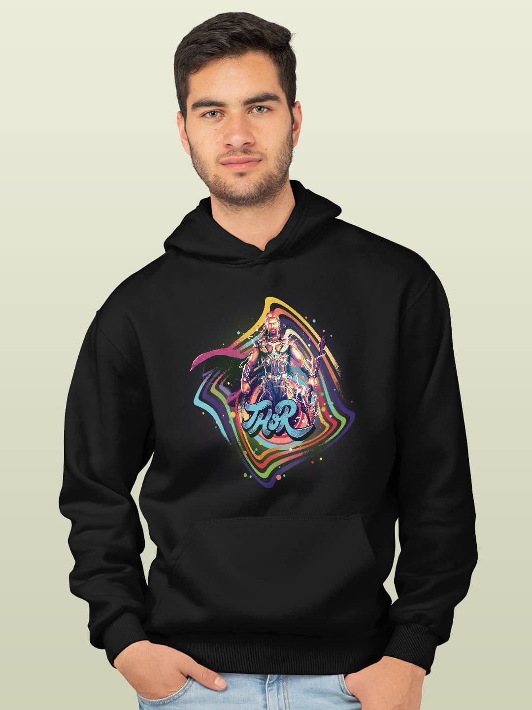 

macmerise Men Printed Hooded Sweatshirt, Black