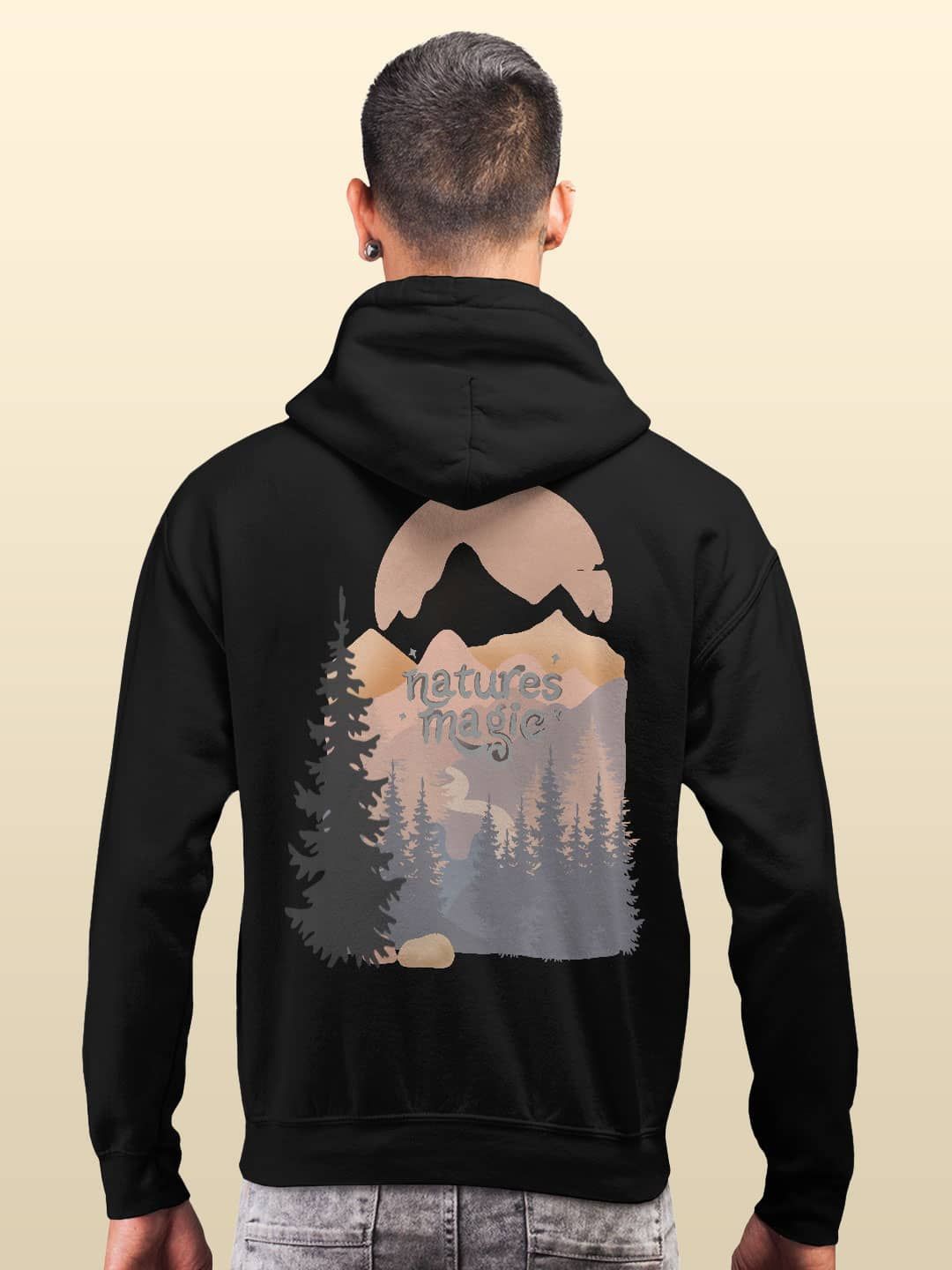 

macmerise Men Printed Hooded Sweatshirt, Black