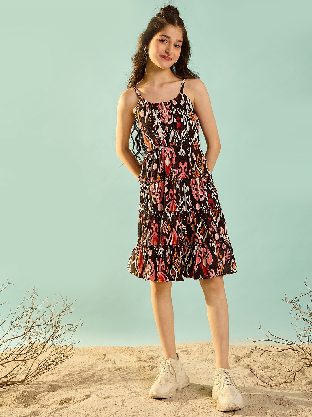 

Cherry & Jerry Girls Floral Printed Fit & Flare Dress, Black