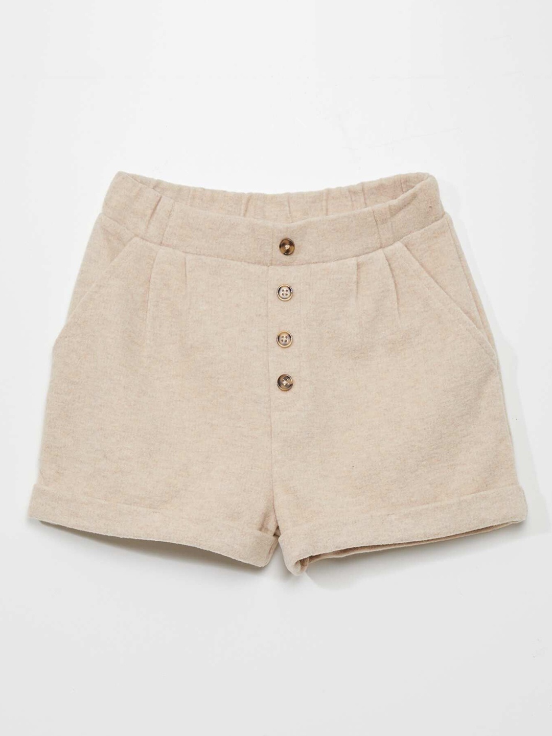 

KIABI Girls Mid-Rise Regular Fit Shorts, Beige