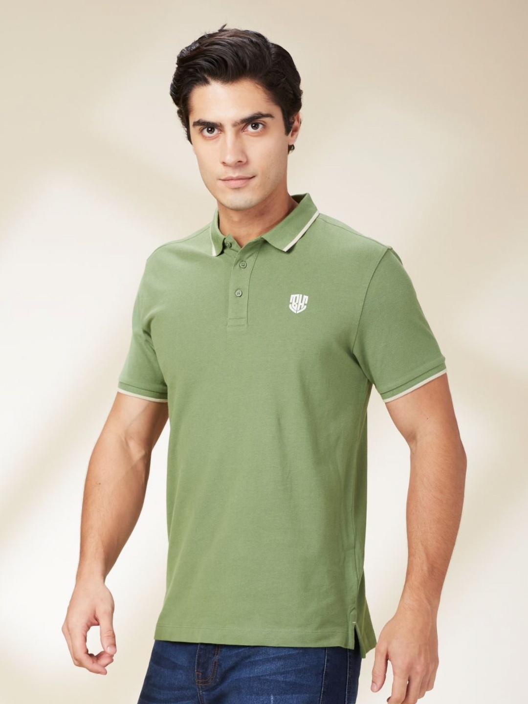 

Being Human Men Polo Collar Applique T-shirt, Green