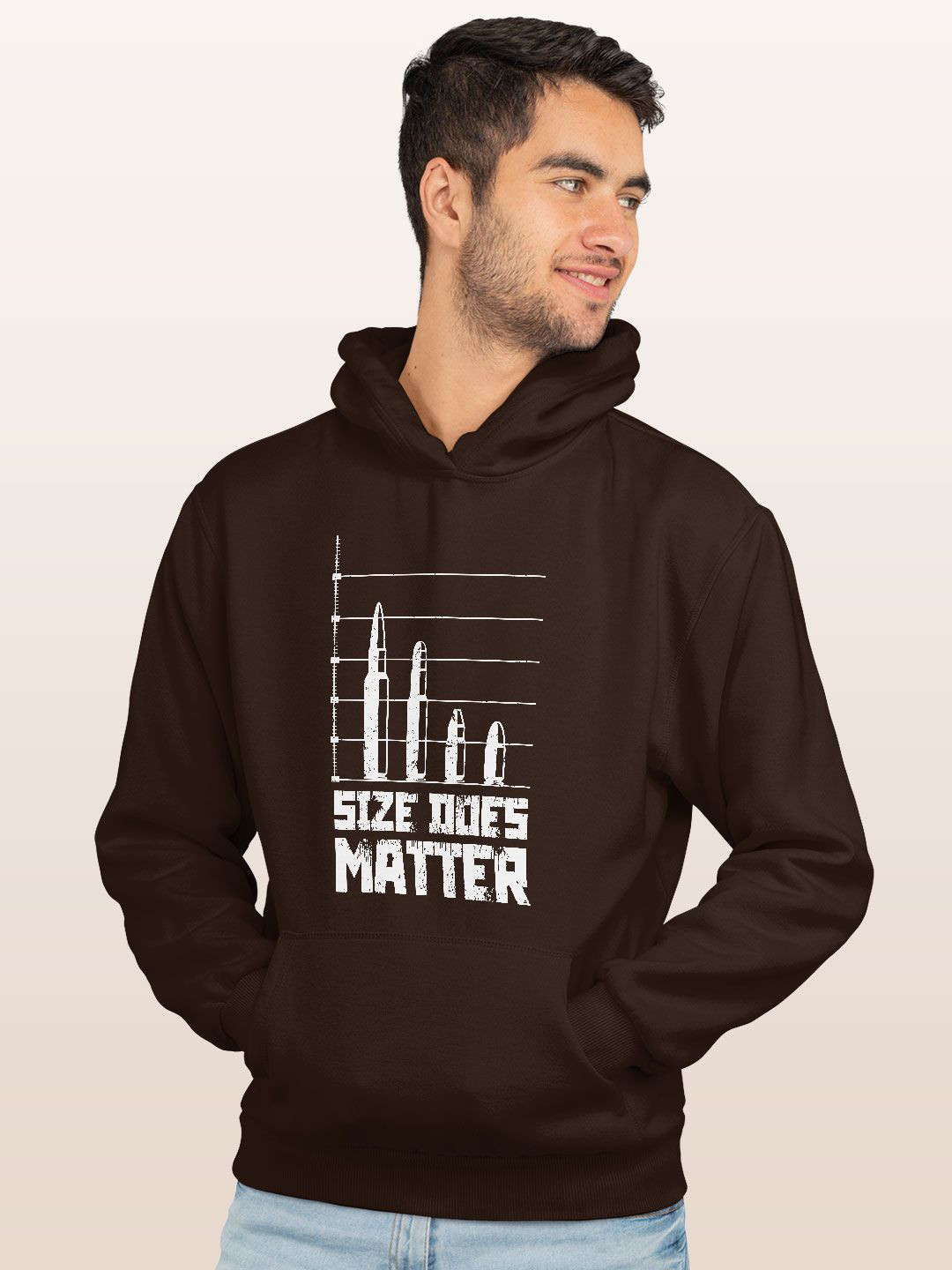 

macmerise Men Printed Hooded Sweatshirt, Brown