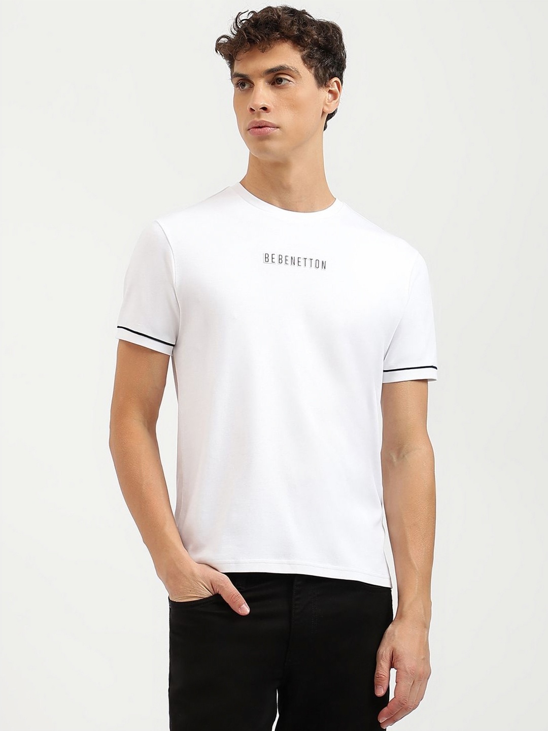 

United Colors of Benetton Men Typography Pure Cotton T-shirt, White