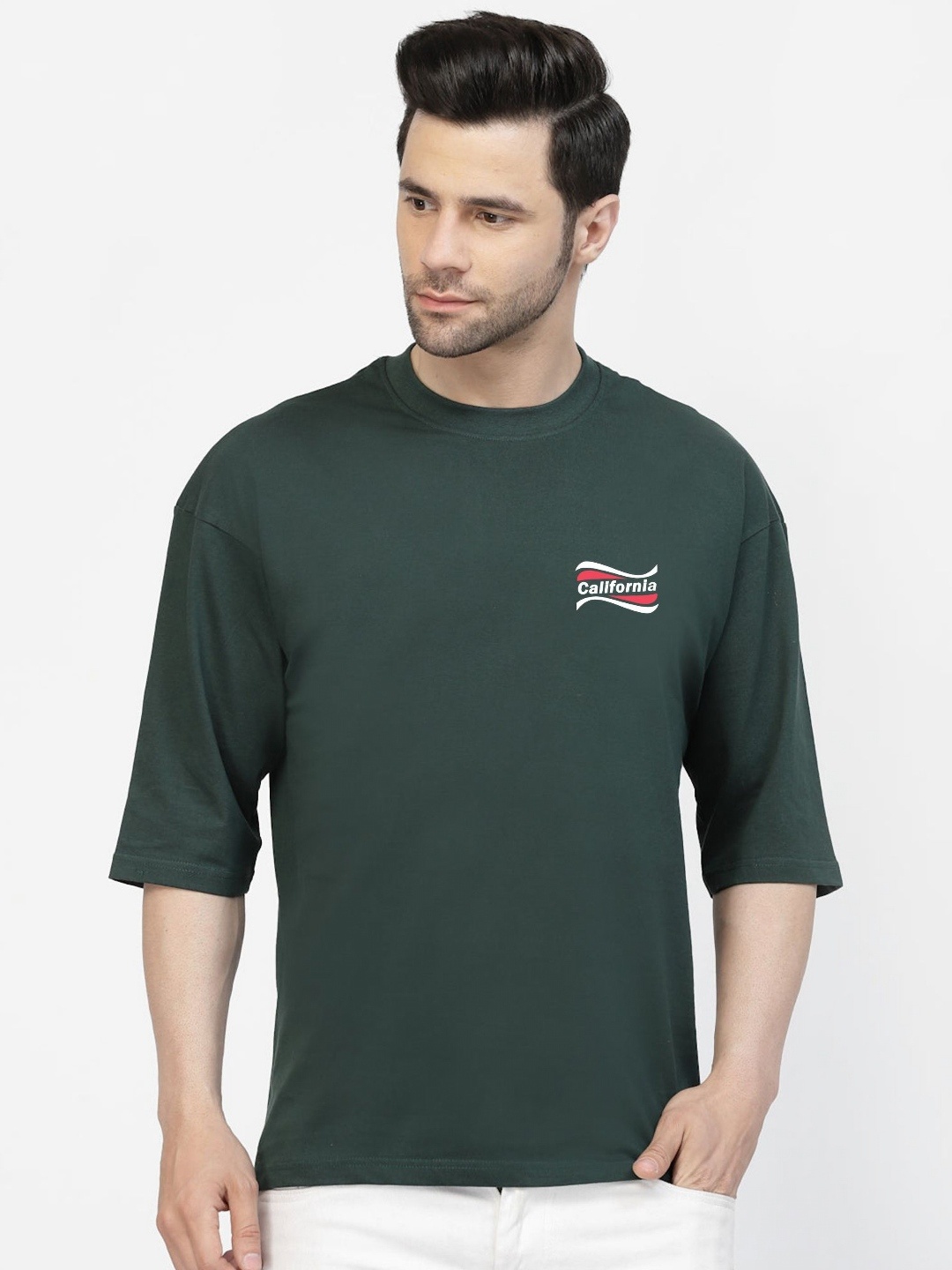 

TABADTOD Men High Neck Pockets T-shirt, Green