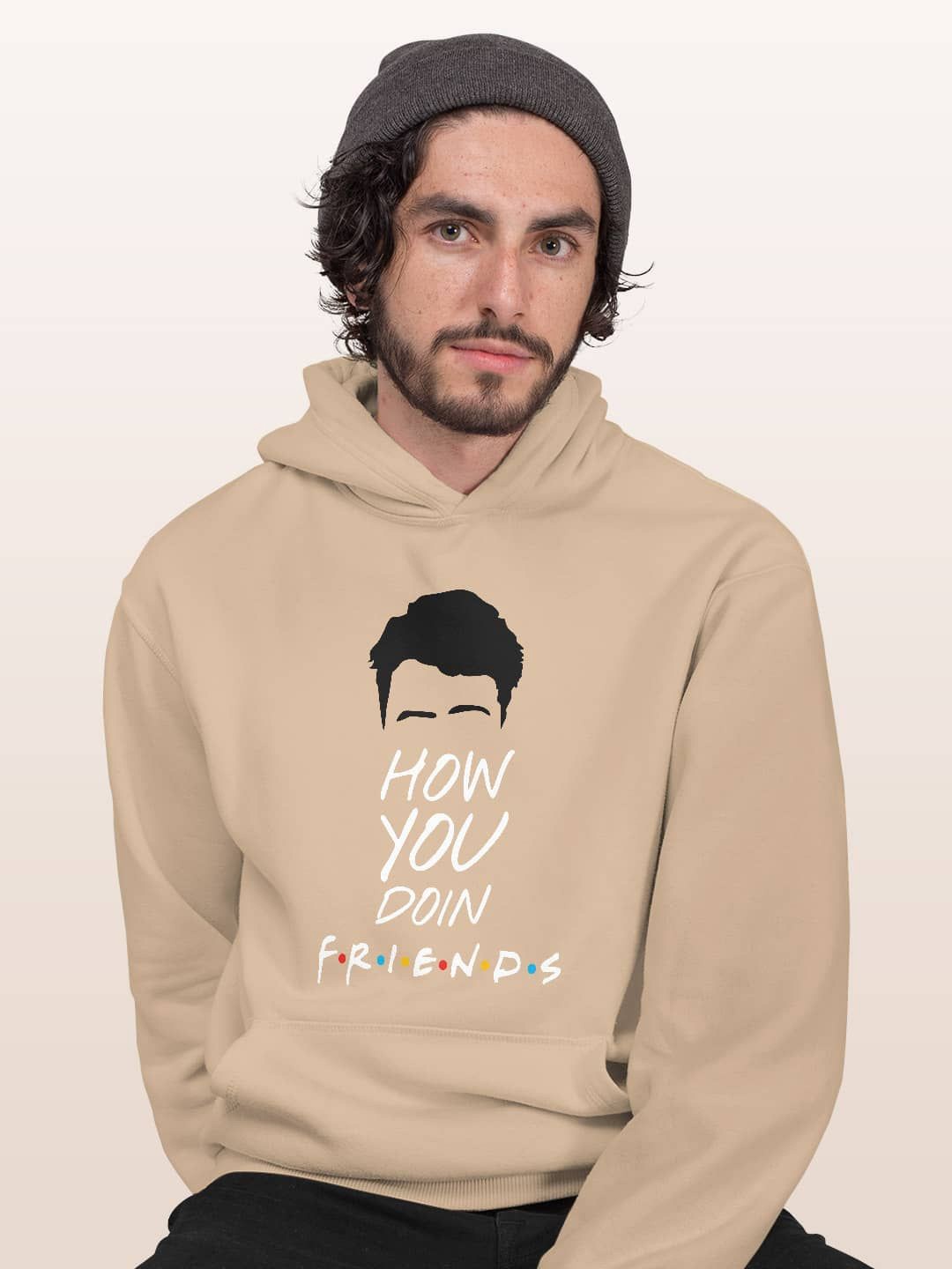 

macmerise Men Printed Hooded Sweatshirt, Beige