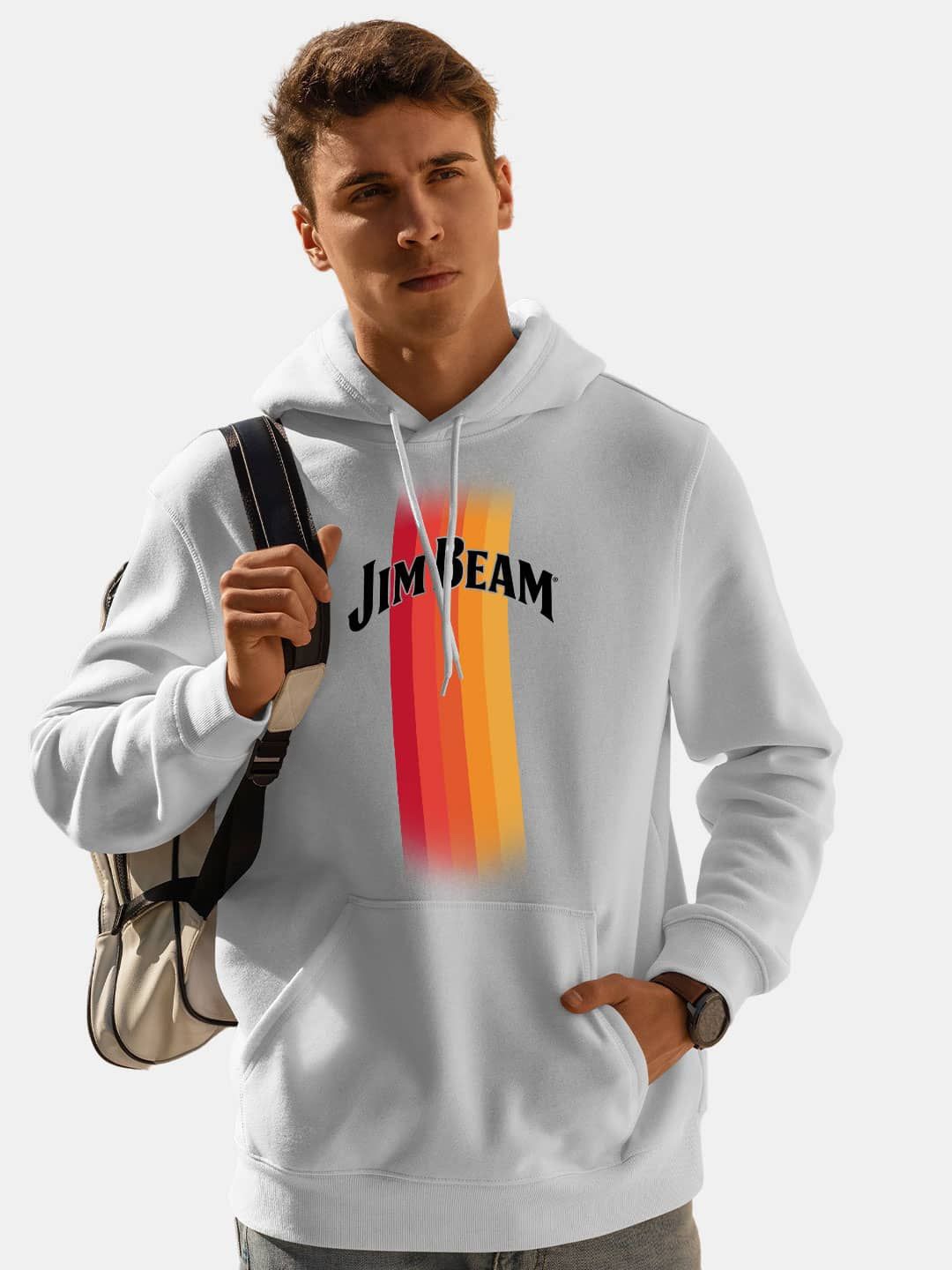 

macmerise Men Printed Hooded Sweatshirt, White