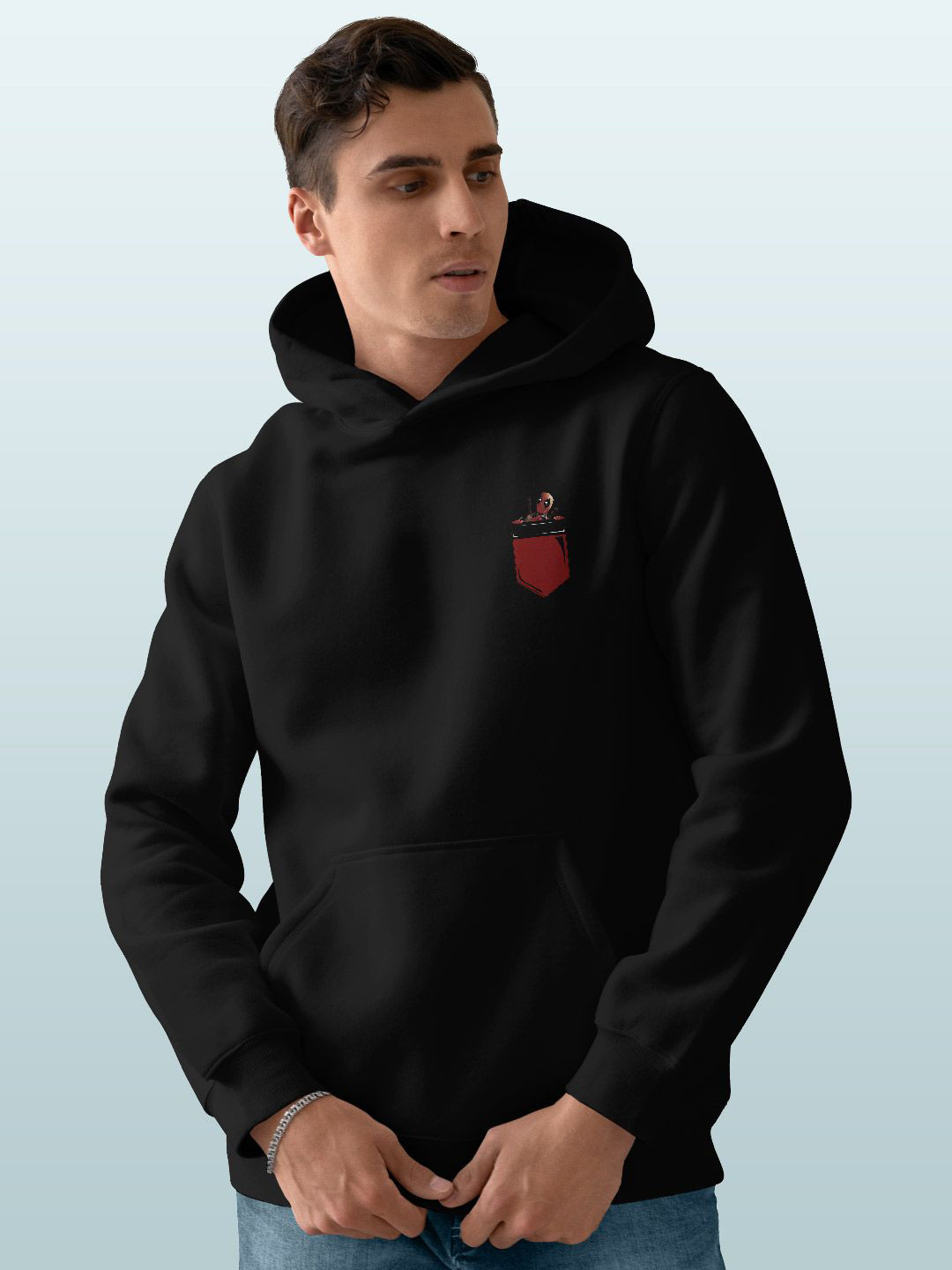 

macmerise Men Hooded Sweatshirt, Black