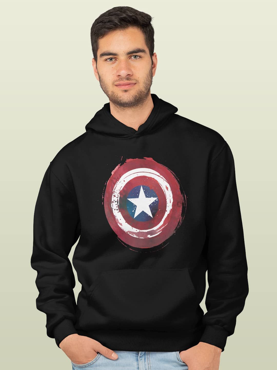 

macmerise Men Printed Hooded Sweatshirt, Black