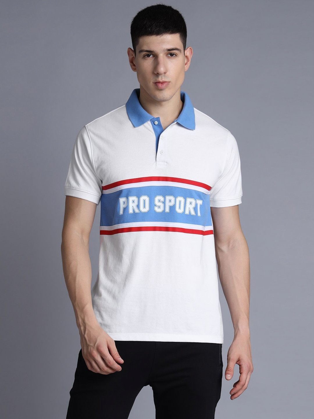 

HRX by Hrithik Roshan Men Colourblocked Polo Collar Cotton T-shirt, White