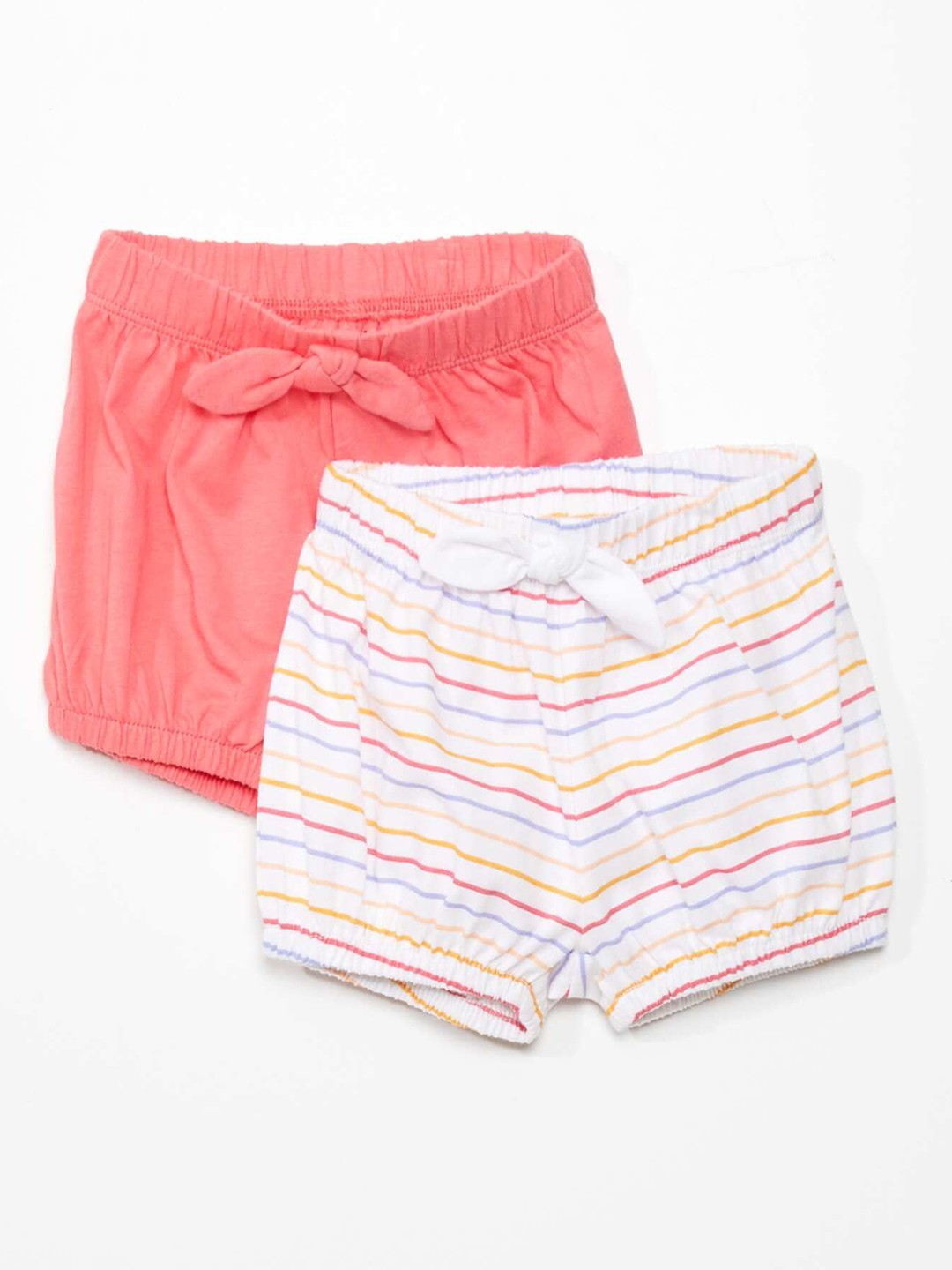 

KIABI Girls Striped Printed Pure Cotton Shorts, Multi