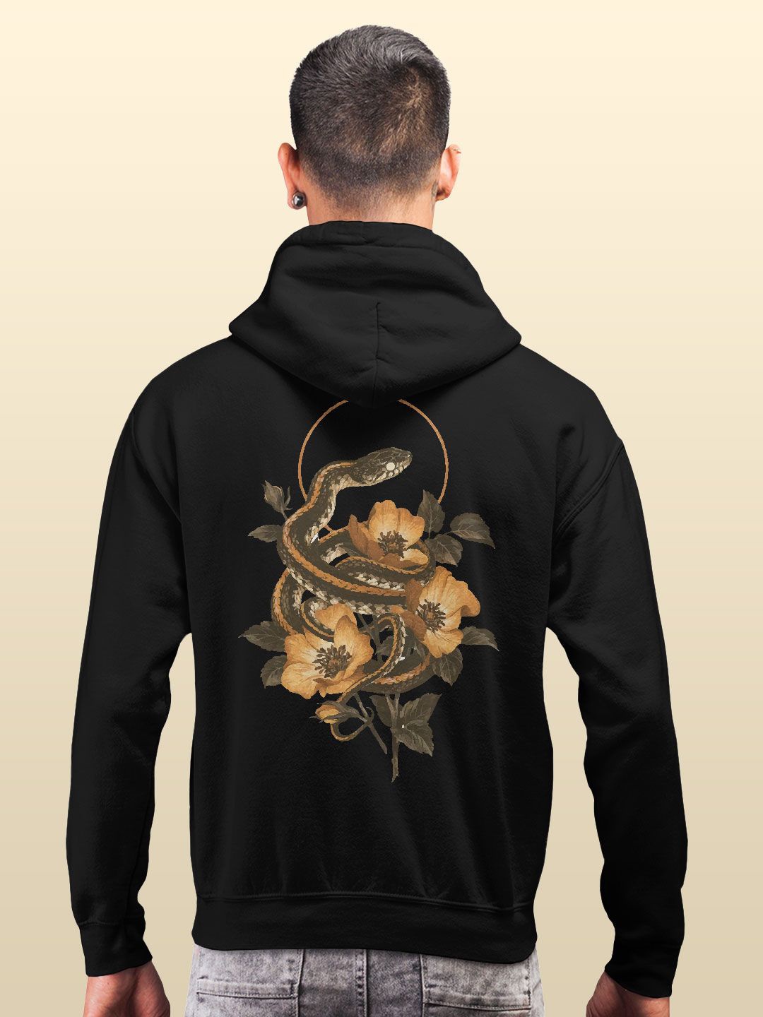 

macmerise Men Printed Hooded Sweatshirt, Black
