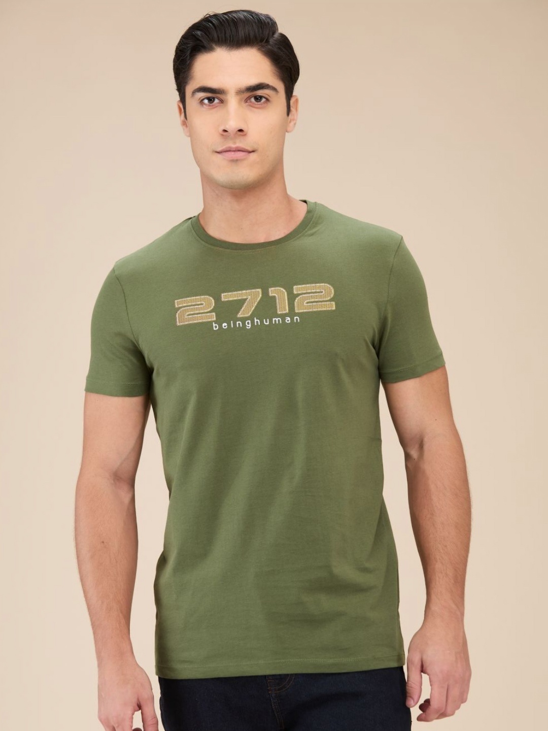 

Being Human Men Typography Printed T-shirt, Green
