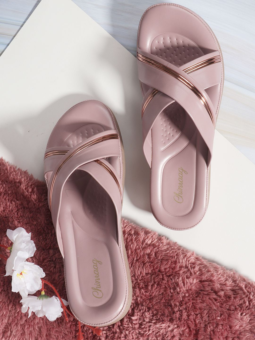 

CHINRAAG Women Open Toe Flats, Pink