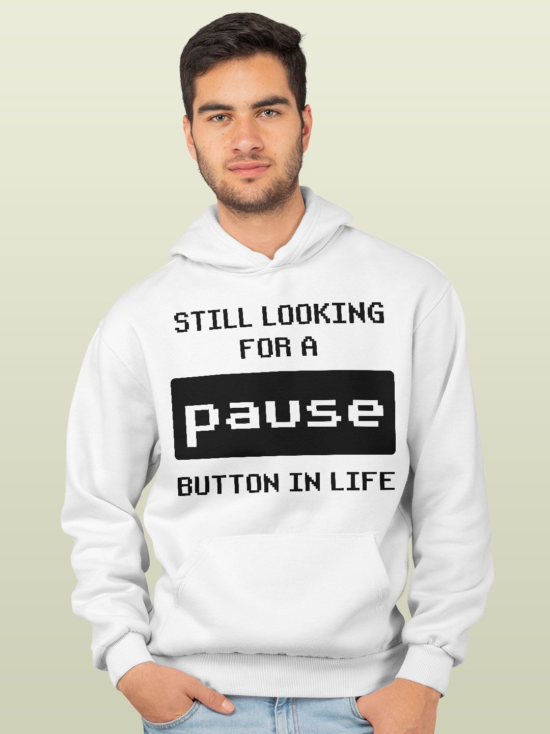 

macmerise Men Printed Hooded Sweatshirt, White